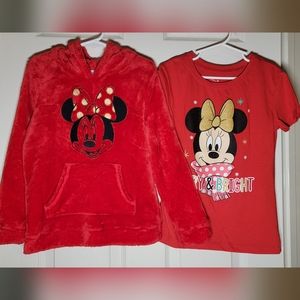 Girls Disney  Minnie Mouse hoodie and shirt set